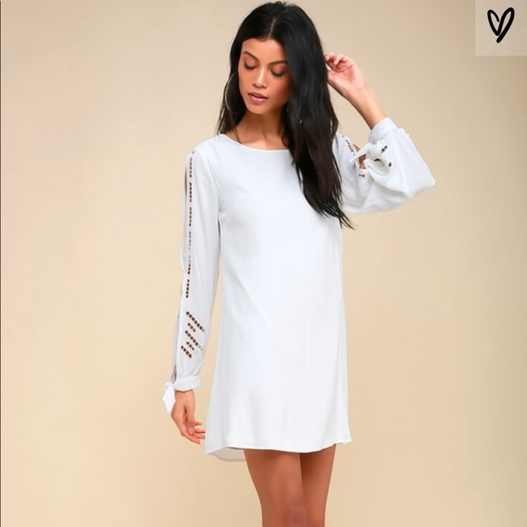 Lulu's Dresses | New Lulus Bloomfield White Long Sleeve Shift Dress | Color: White | Size: S | Marie_V_'s Closet